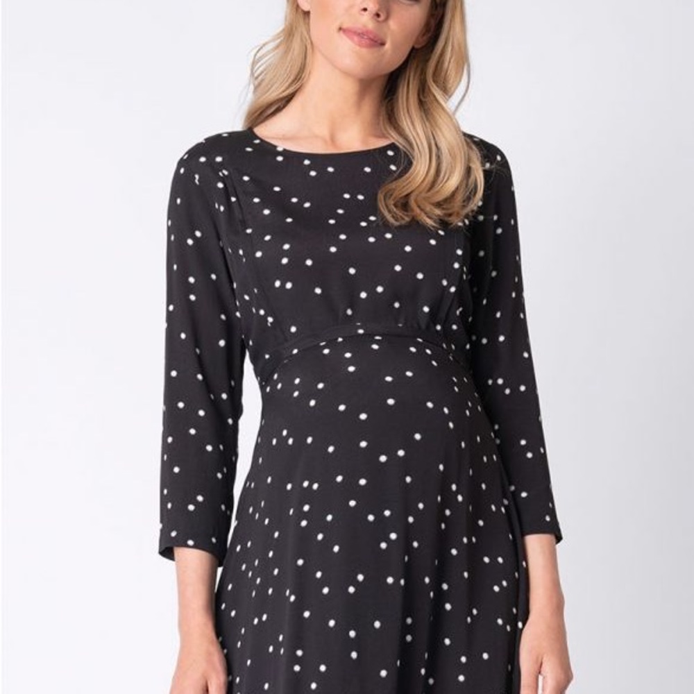 Black Print Maternity & Nursing Dress black white size 2